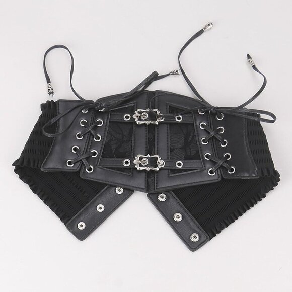 Womens Elastic Lace-up Corset Belt Wide Waist Tied Punk Halloween Accessory